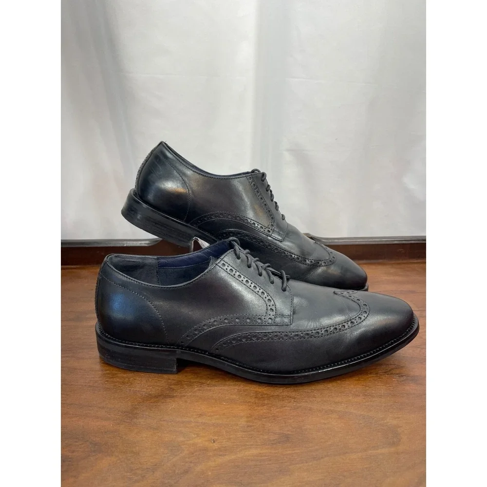 Men's 12 M Cole Haan Watson Grand.OS Wingtip Oxford Black Leather Almond Toe